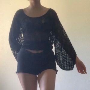 flowy lace black top
